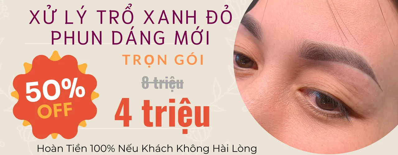 Xử lý hiệu quả lông mày trổ xanh, đỏ và Phun dáng mới