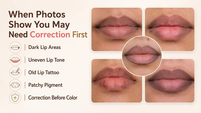When do your photos suggest you may need correction before lip blush? When do your photos suggest you may need correction before lip blush?