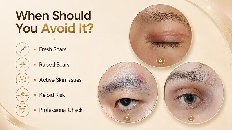 When should you avoid brow tattooing over scars? When should you avoid brow tattooing over scars?
