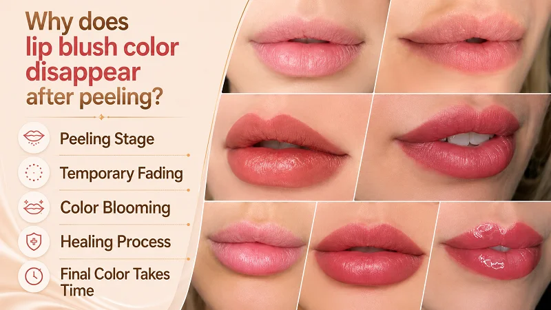 Why does lip blush color disappear after peeling? Why does lip blush color disappear after peeling?
