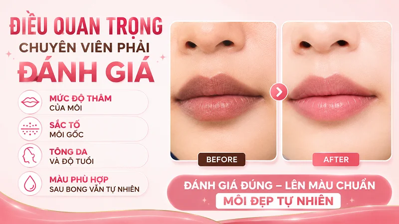 Đánh giá của chuyên viên trước khi khử thâm môi Đánh giá của chuyên viên trước khi khử thâm môi