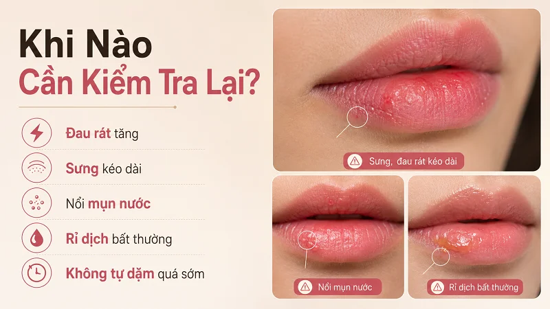 Chỉ nên kiểm tra lại nên môi nếu có dấu hiệu bất thường